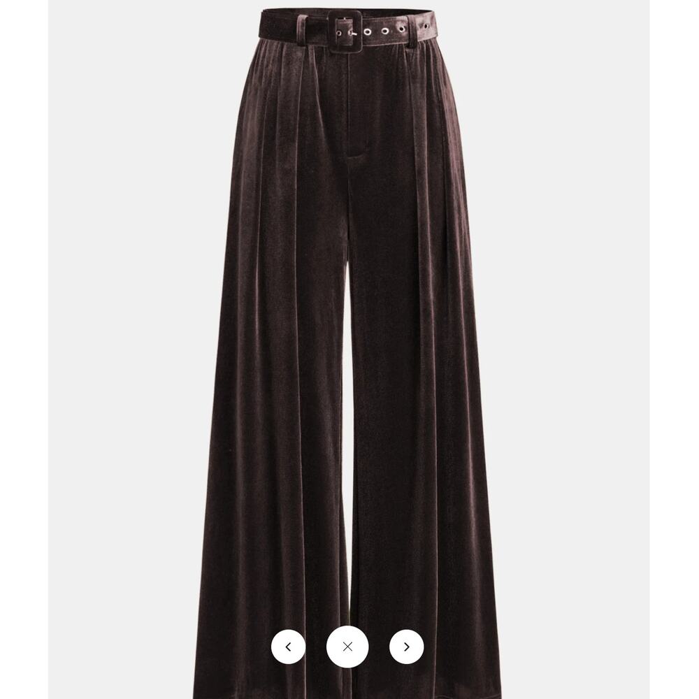 Commense Belted Pleated Velvet Wide-Leg Pants Sz XL